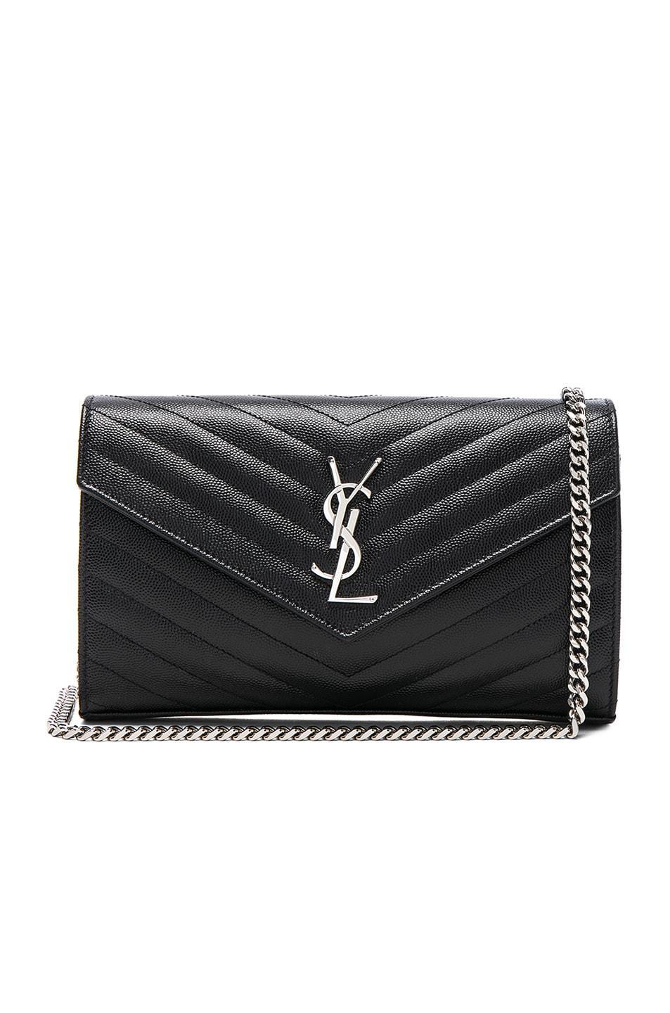 YSL Monogram Large Wallet on Chain in Grained Leather Product Image