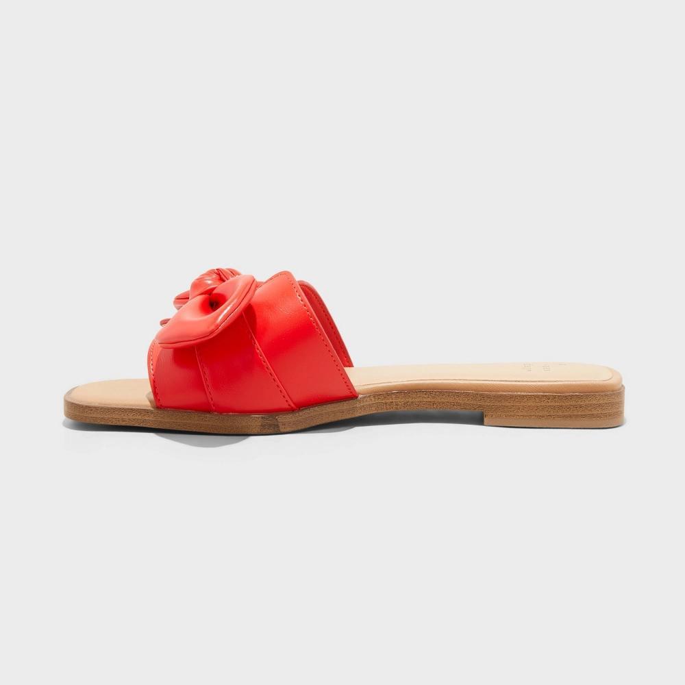 Womens Maple Bow Flat Sandals - A New Day Red 9 Product Image