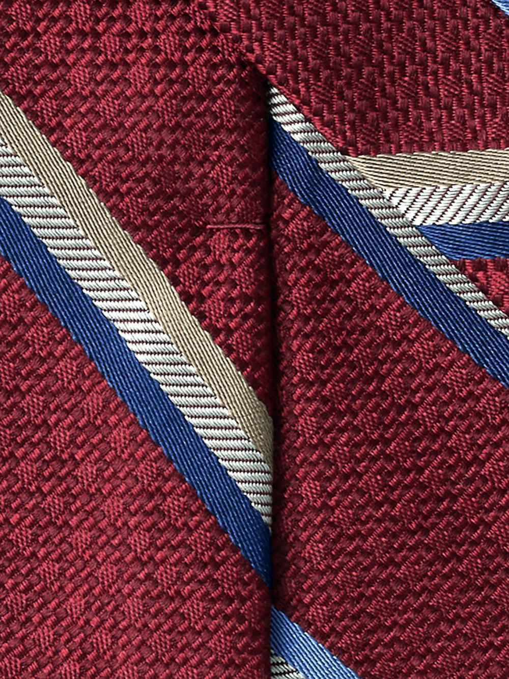 Stripe Woven Silk Tie - Burgundy Multi Product Image