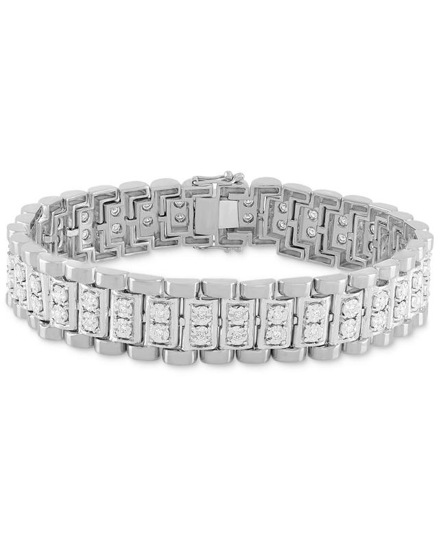 Mens Diamond Link Bracelet (1 ct. t.w.) in Sterling Silver & 14k Gold-Plate Product Image