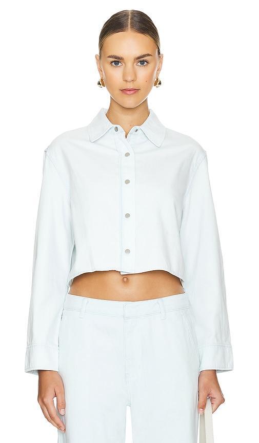 Cotton Twill Cropped Snap-Front Shirt Product Image