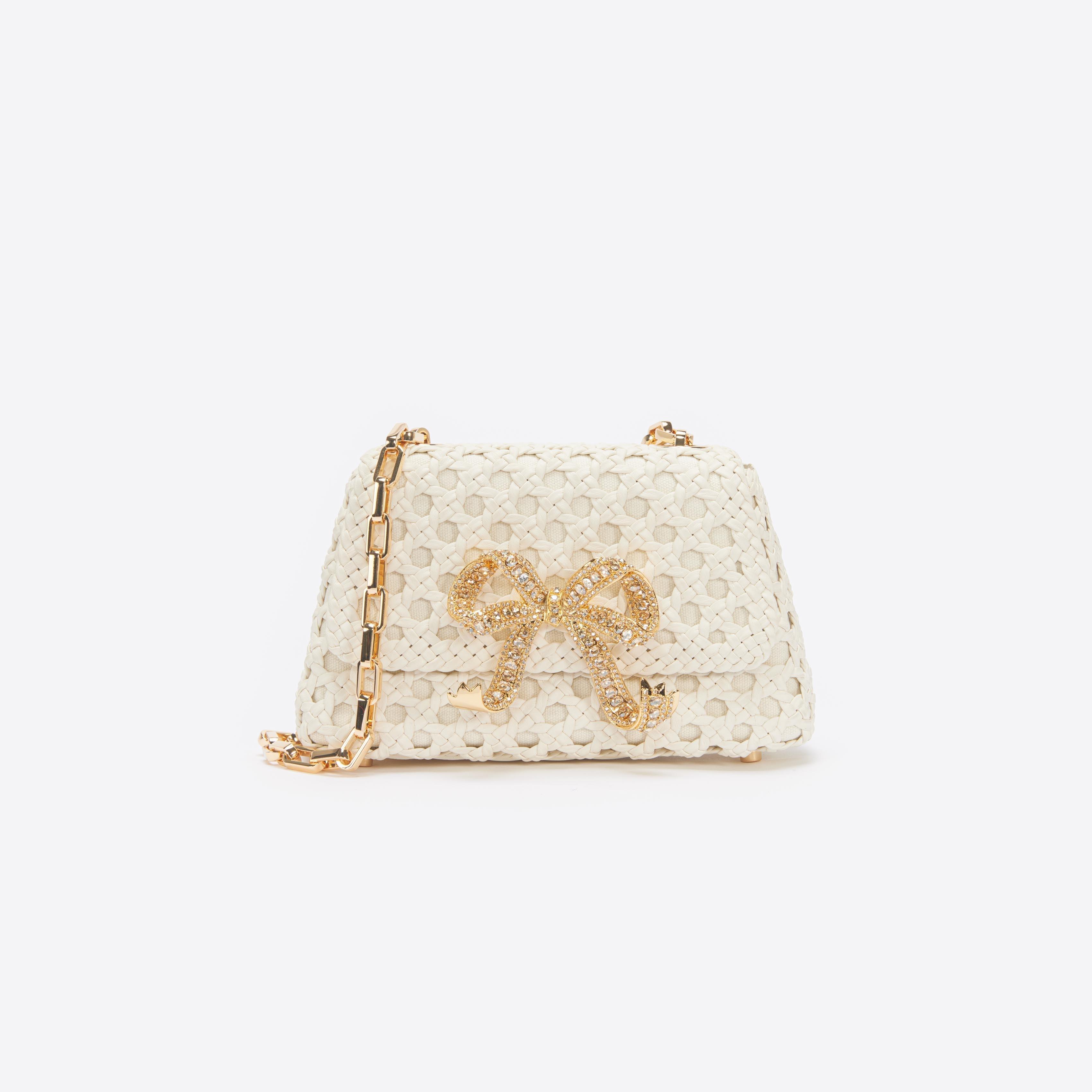 Cream Woven Leather Bag Product Image