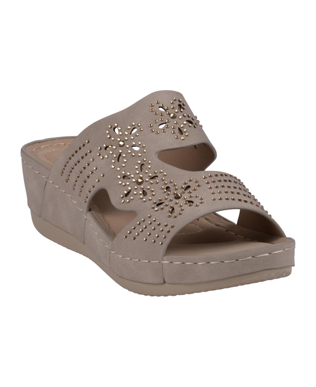 Gc Shoes Womens Santiago Perforated Studded Slip-On Wedge Sandals Product Image