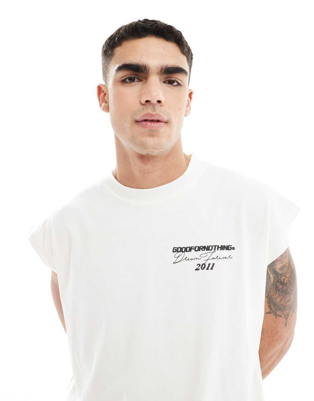 Good For Nothing forever relaxed tank in off white Product Image