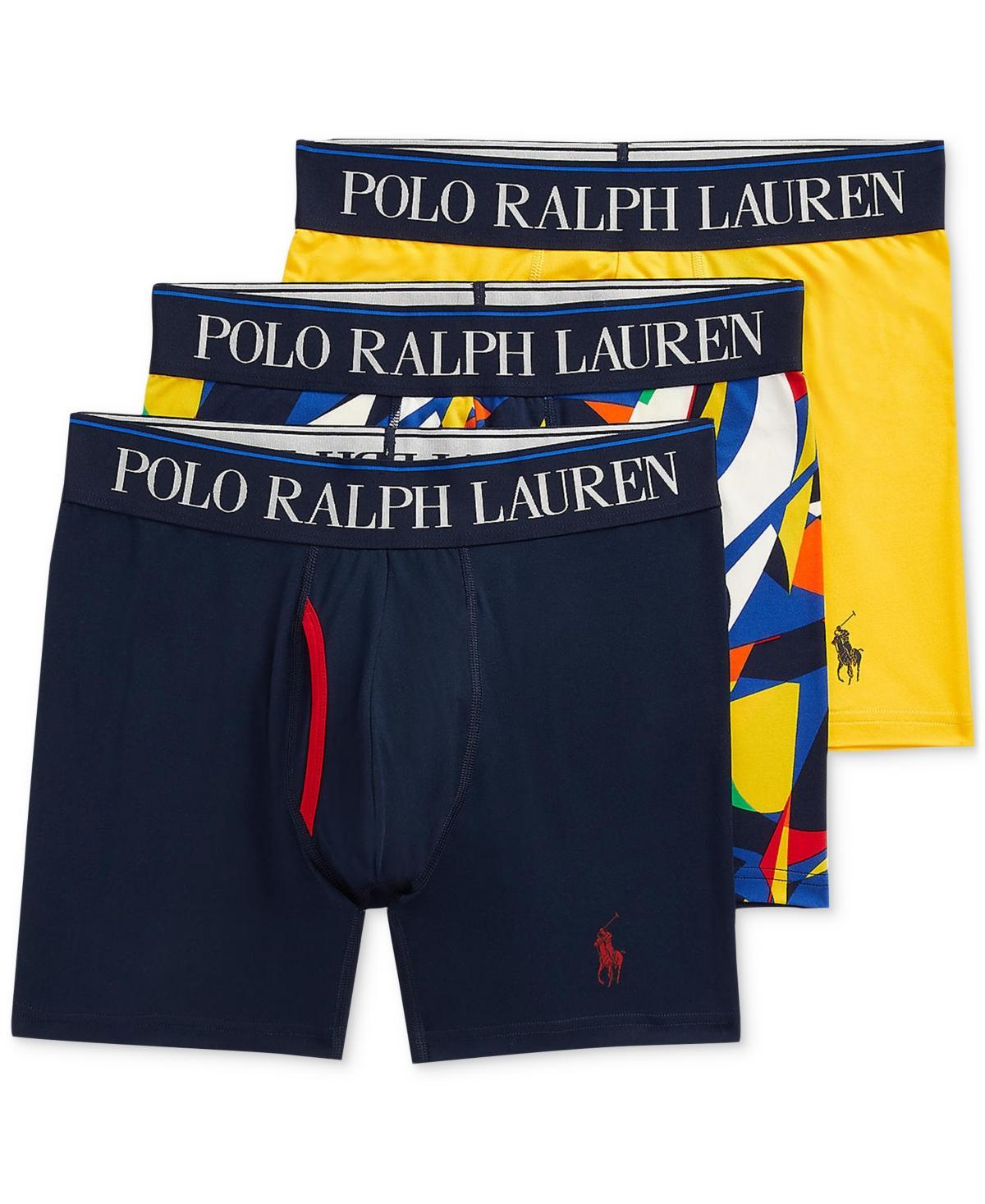 Polo Ralph Lauren Mens 3-Pk. 4D Flex Cooling Microfiber Boxer Briefs - Navy, Pattern Product Image