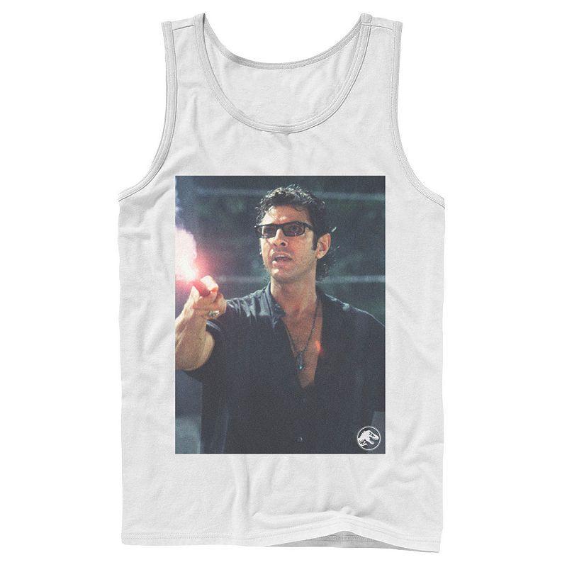 Mens Jurassic Park Ian Malcolm Road Flare Photo Graphic Tank Top Blue Product Image