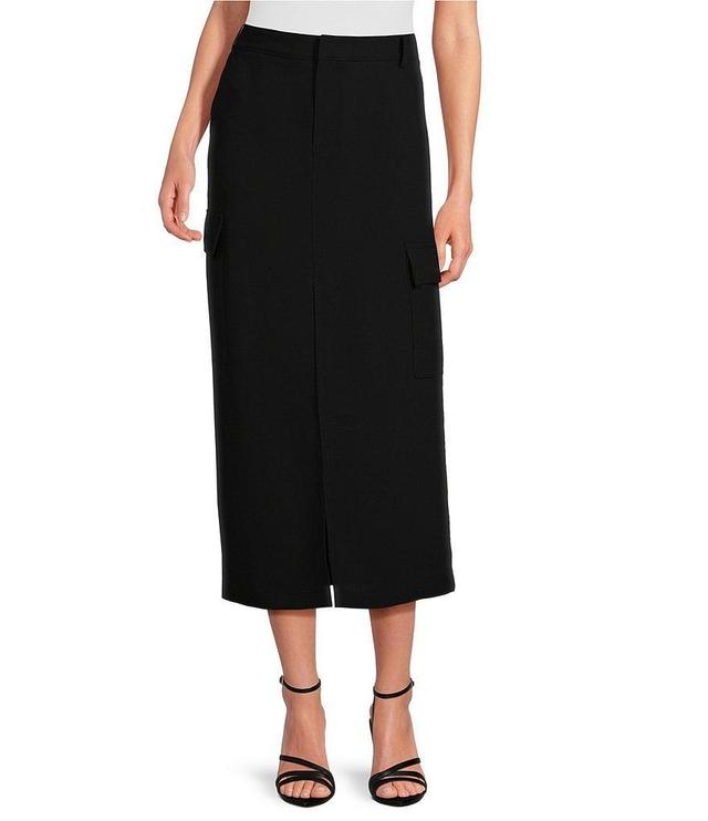 Gianni Bini Dani Crepe High Waist Cargo Front Slit Pencil Maxi Skirt Product Image