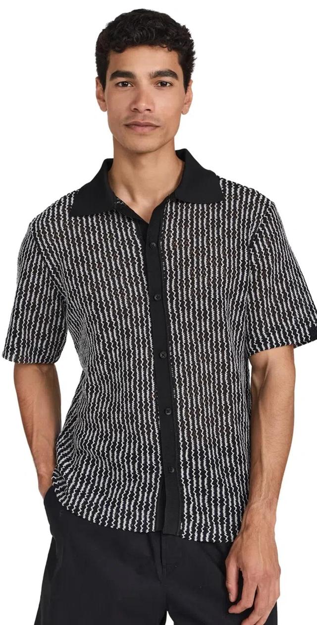 RAG & BONE Payton Striped Cotton-blend Shirt In Black Product Image