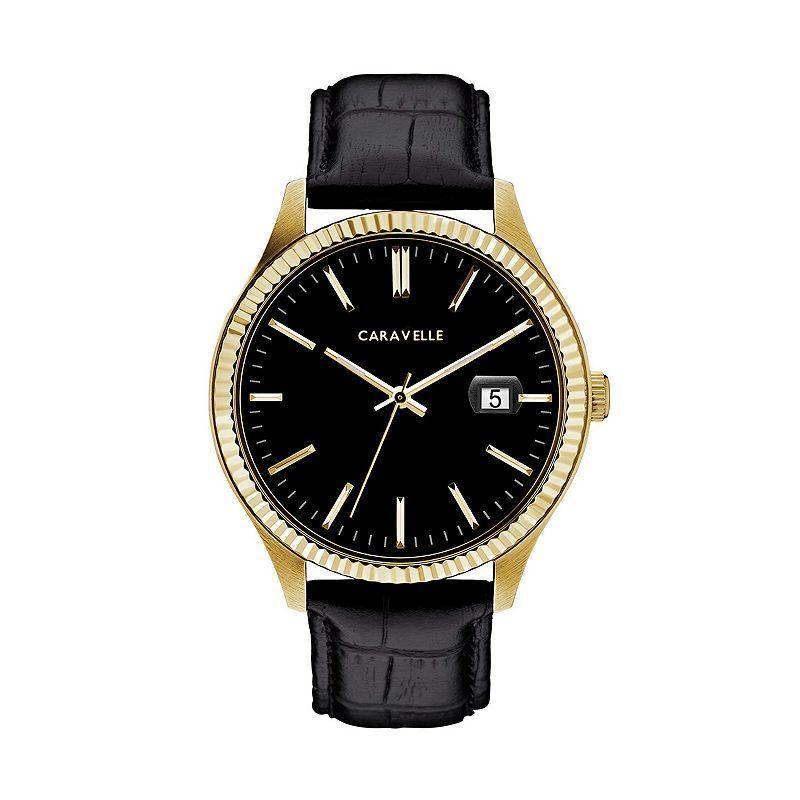 Caravelle by Bulova Mens Leather Watch - 44B118 Black Product Image