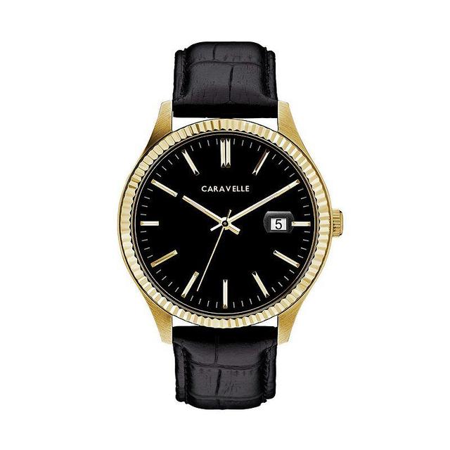 Caravelle by Bulova Mens Leather Watch - 44B118 Black Product Image