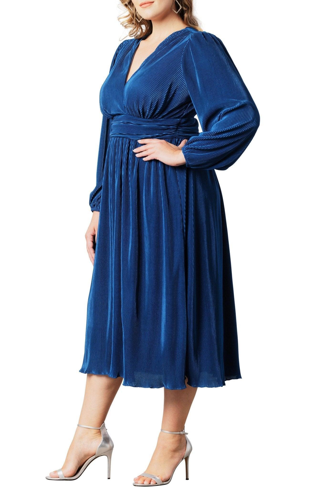 Sophie Long Sleeve Pleated Cocktail Dress - Plus Product Image