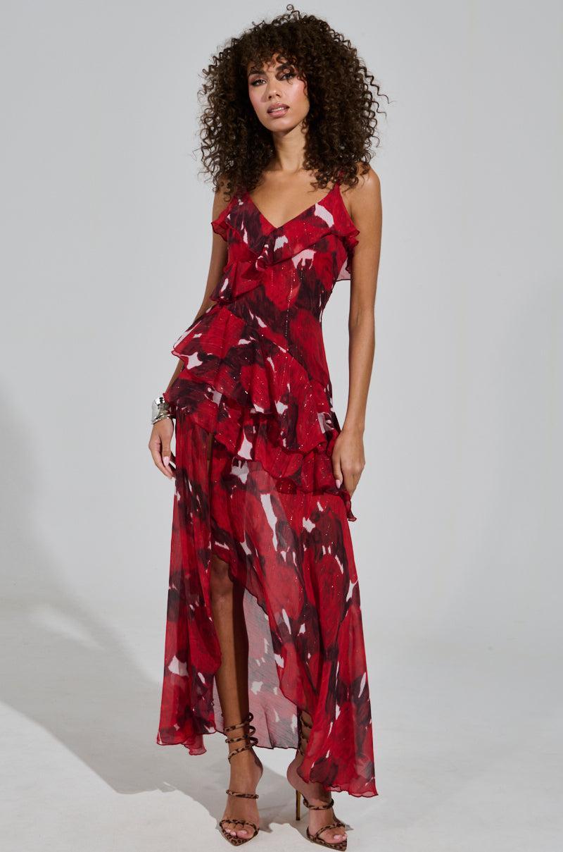 MAEVE PRINTED RUFFLE MAXI DRESS Product Image