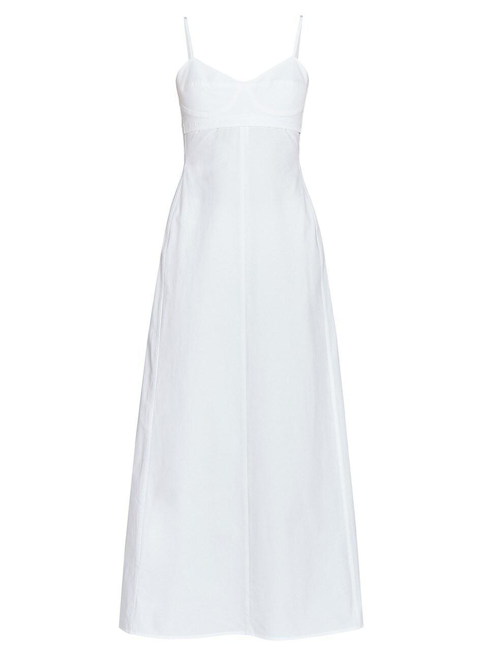 Womens Cotton-Blend Sleeveless Fit & Flare Midi-Dress Product Image