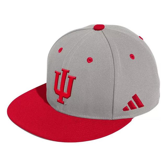 Mens adidas Gray Indiana Hoosiers On-Field Baseball Fitted Hat Product Image