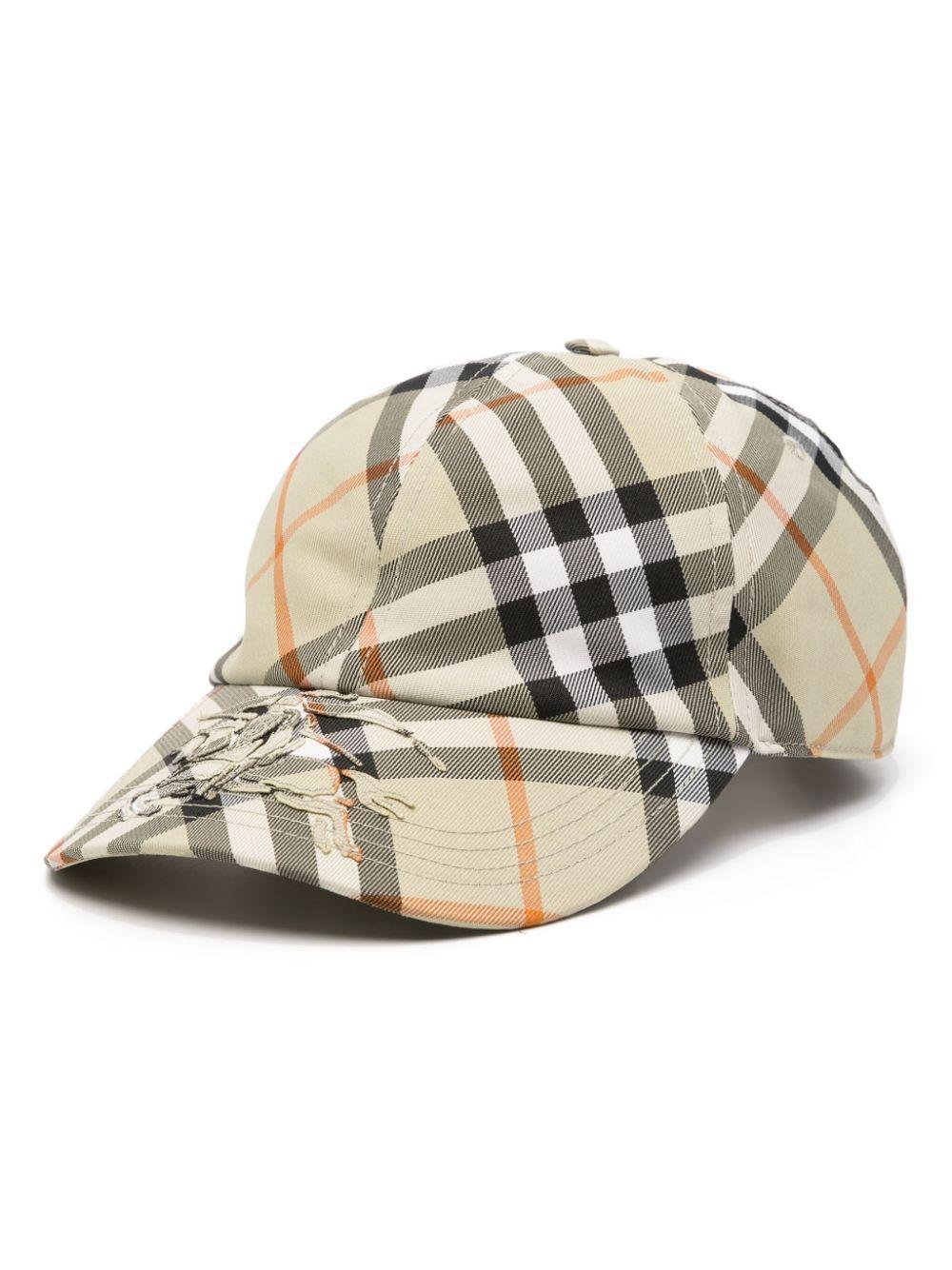 BURBERRY Check Adjustable Baseball Cap In Green Product Image