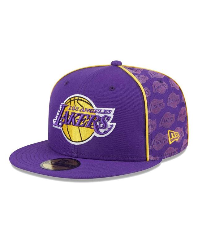 Mens New Era Los Angeles Lakers Piped & Flocked 59Fifty Fitted Hat Product Image