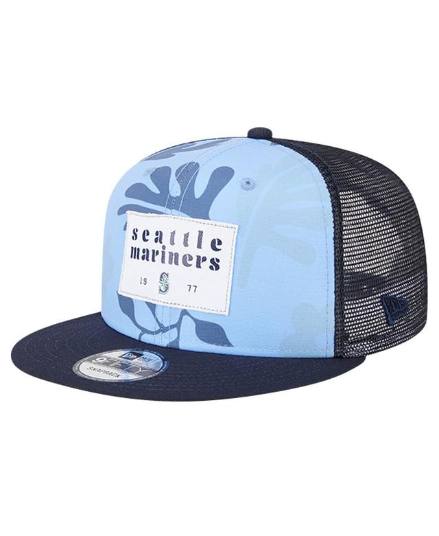 Mens New Era Seattle Mariners Bikini Bottom Trucker 9FIFTY Snapback Hat, Blue Product Image