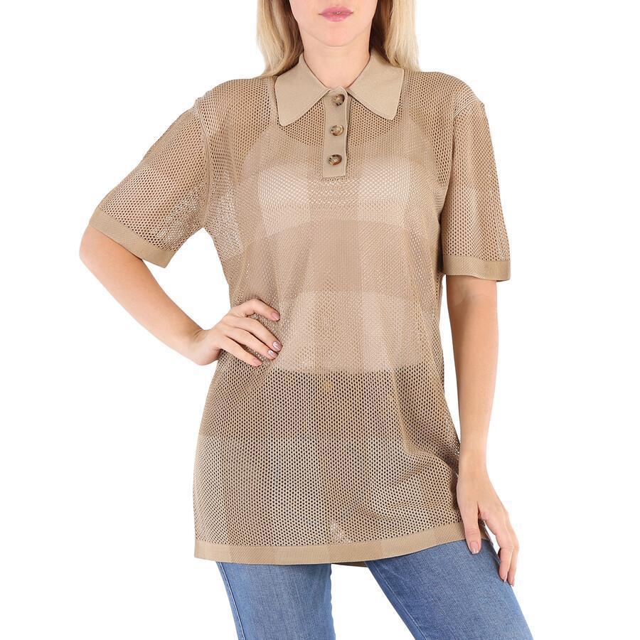 BURBERRY Ladies Honey Zadey Check Polo Shirt In Yellow Product Image