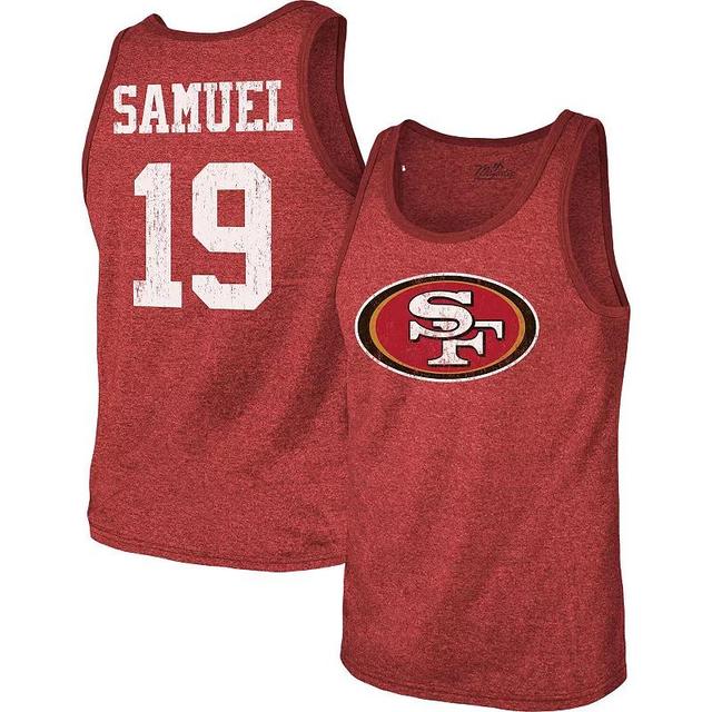 Mens Majestic Threads Deebo Samuel Scarlet San Francisco 49ers Player Name and Number Tri-Blend Tank Top Product Image