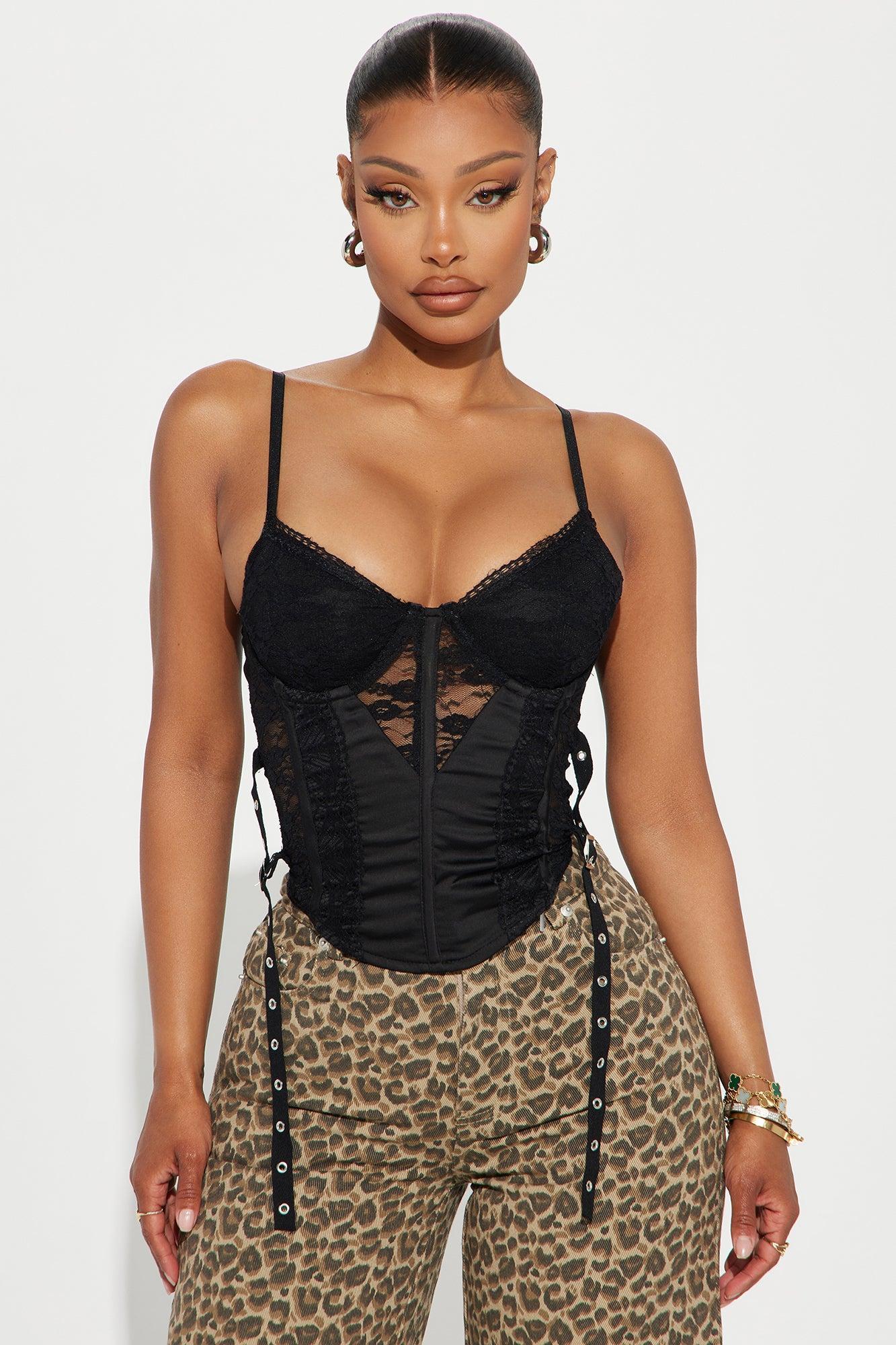 Only For Tonight Lace Corset Top - Black Product Image