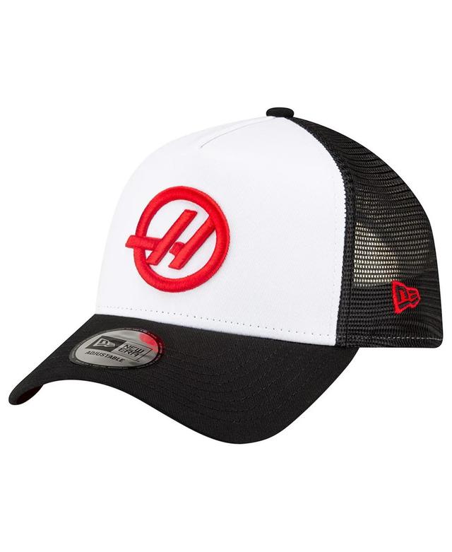 New Era Mens Black Haas F1 Team Trucker 9FORTY Adjustable Hat - White Product Image