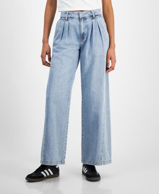 Women's High-Rise Pleat Front Wide-Leg Jeans, Created for Macy's Product Image