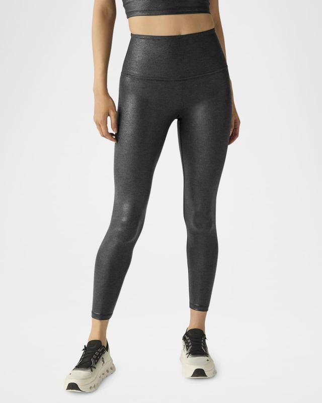 Metallic High-Waisted Midi Leggings Product Image