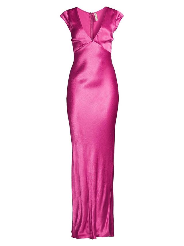 Womens Indi V-Neck Satin Maxi Dress Product Image