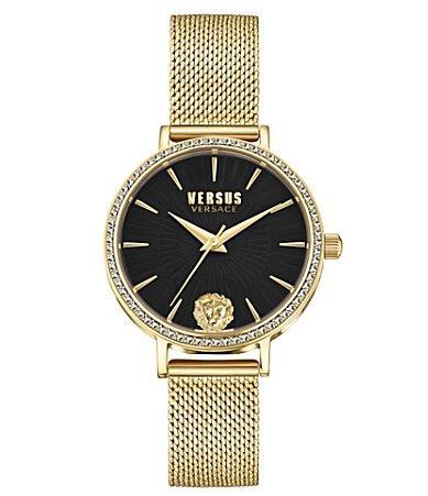 Versus Versace Womens Mar Vista Gold Ion-Plated Mesh Bracelet Watch 34mm Product Image