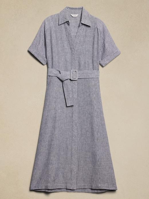 Linen-Blend Midi Shirtdress Product Image