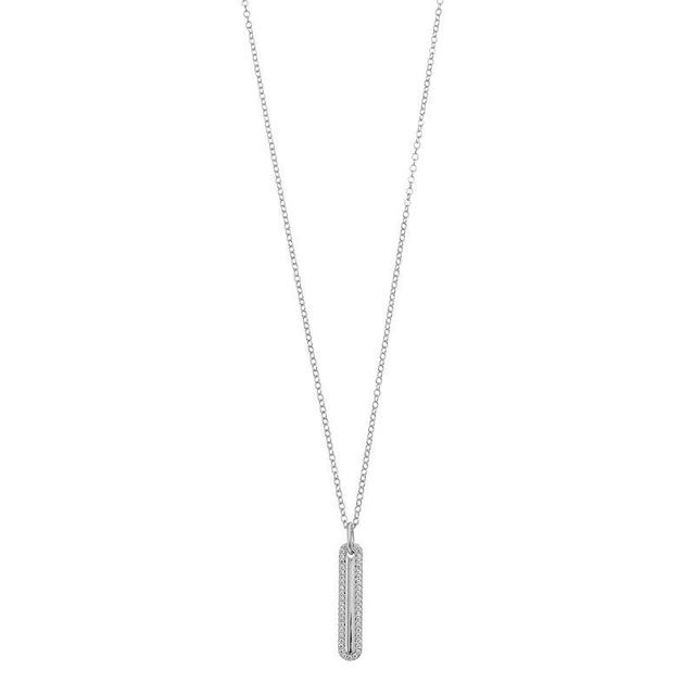 Sterling Silver Cubic Zirconia Long Pendant Necklace, Womens White Product Image