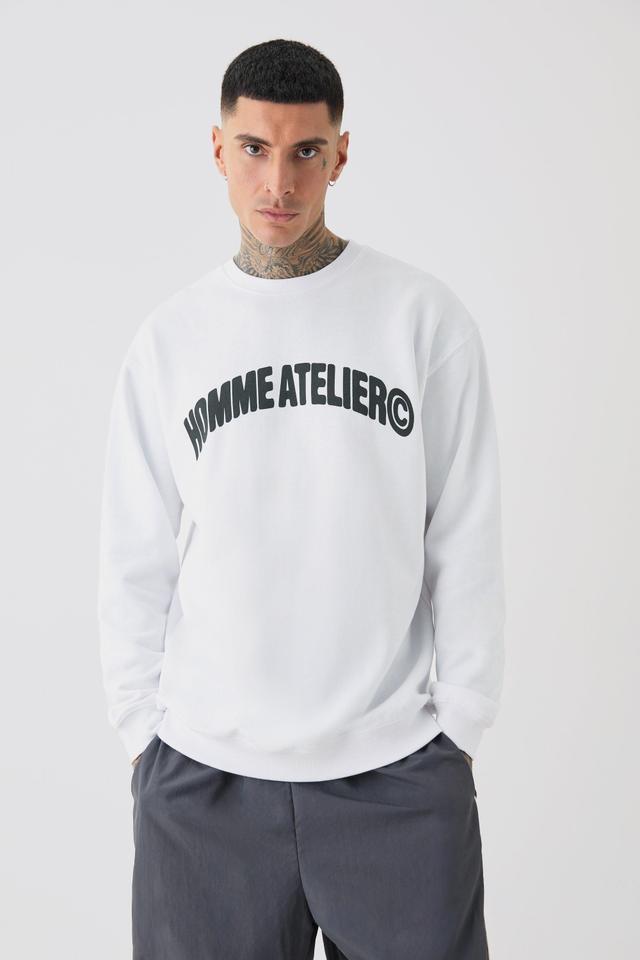 Mens White Tall Homme Oversized Sweat, White Product Image