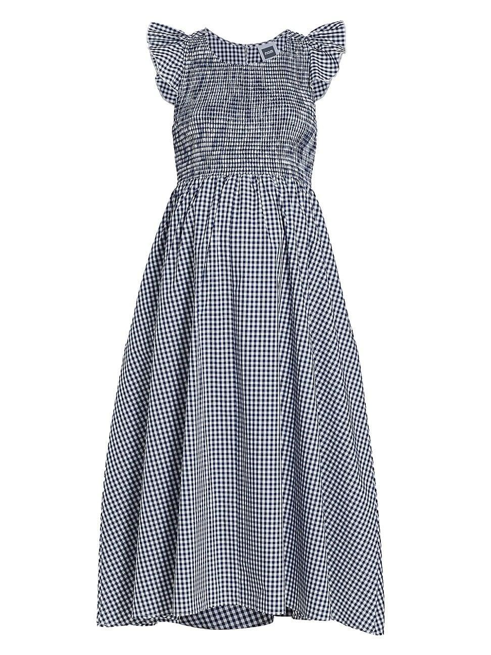 Womens Harper Smocked Gingham Midi-Dress Product Image