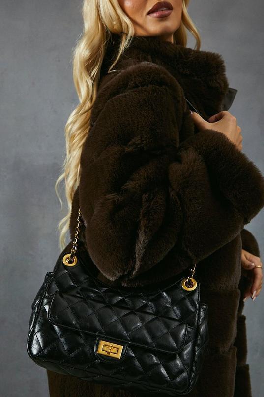 Quilted Leather Look Chain Bag product image