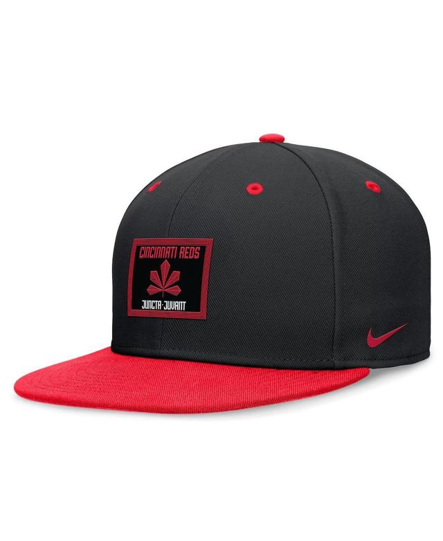 Nike Mens Black Cincinnati Reds City Connect True Fitted Hat - Black, Red Product Image