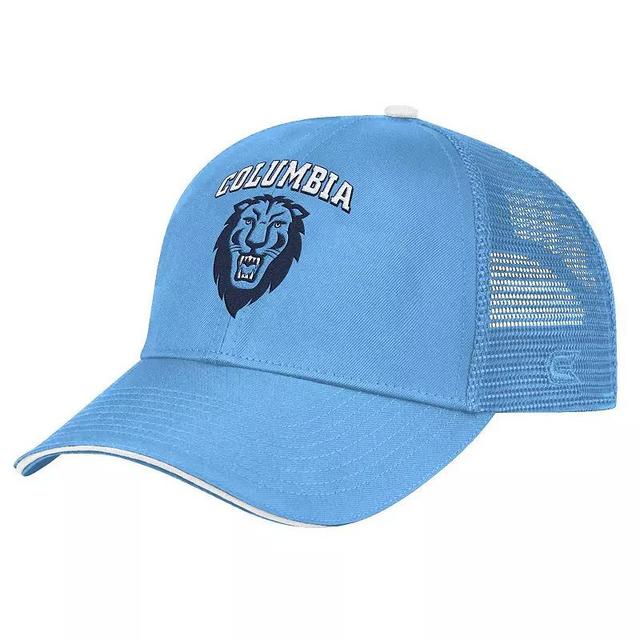 Mens Colosseum Light Blue Columbia University Wyatt Primary Team Trucker Adjustable Hat Product Image