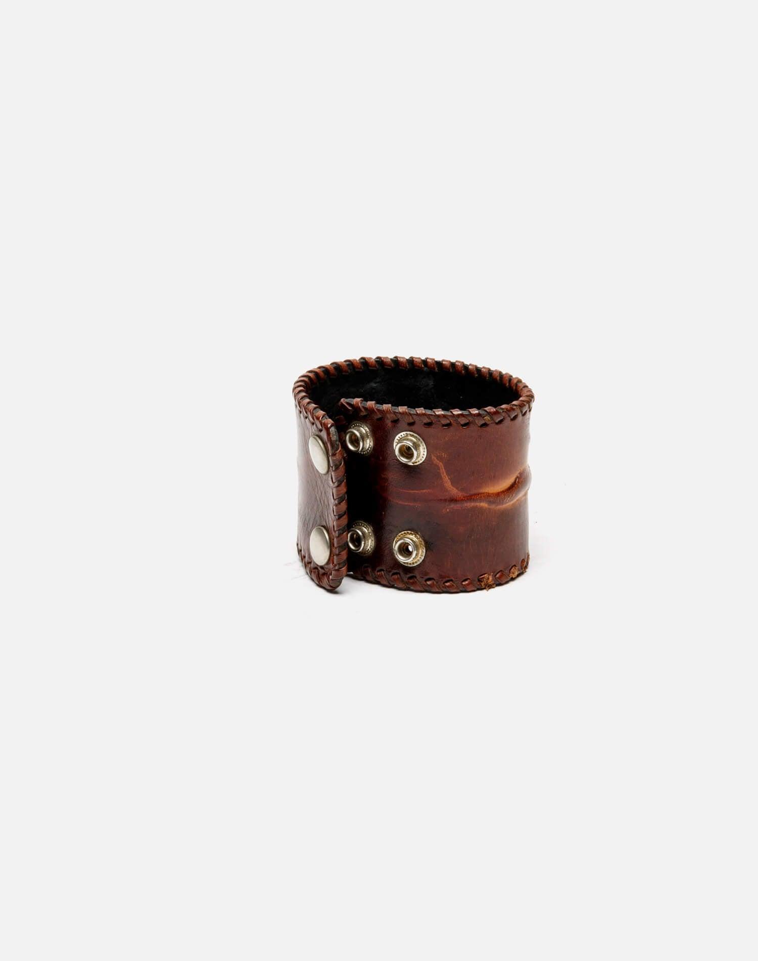 70s Leather Turquoise Cuff Female Product Image