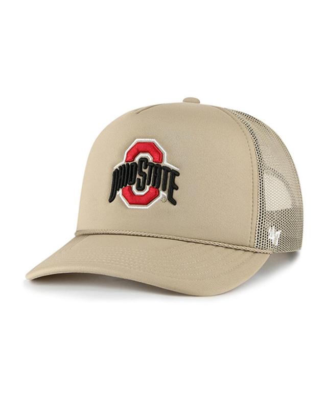 Mens 47 Brand Khaki Ohio State Buckeyes Foam Front Mesh Trucker Snapback Hat Product Image