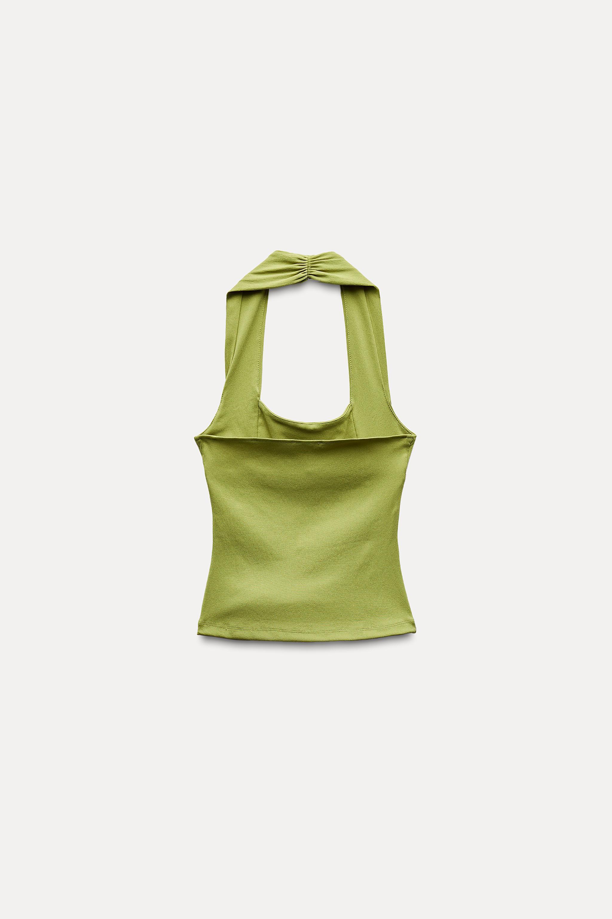 STRETCH PLEATED HALTER TOP Product Image