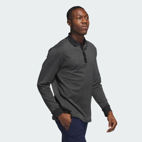 Essentials Heathered Long Sleeve Polo Shirt Product Image