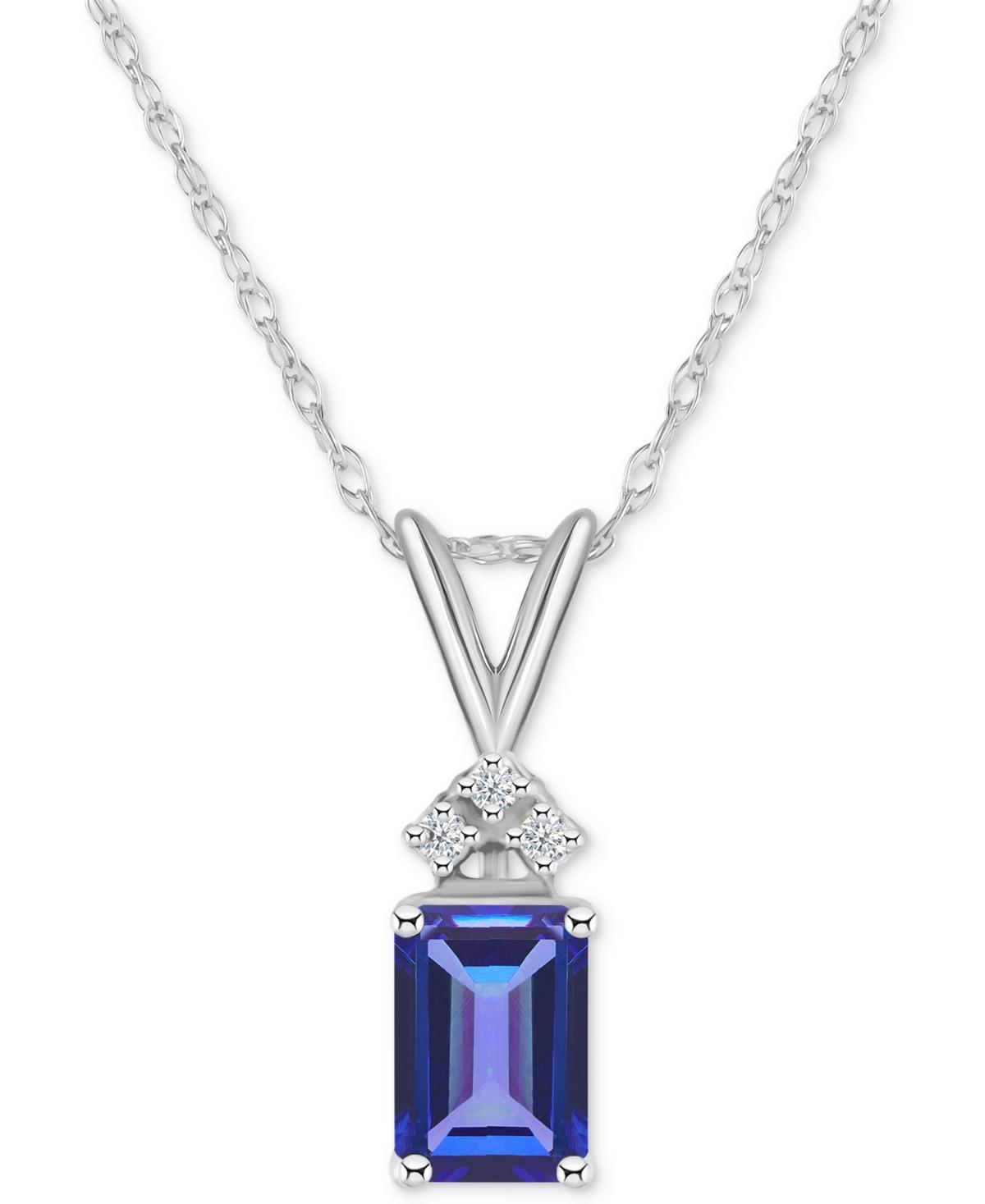 Belk & Co 14K Gold 7X5 Emerald Cut Tanzanite Diamond Accent Pendant Product Image