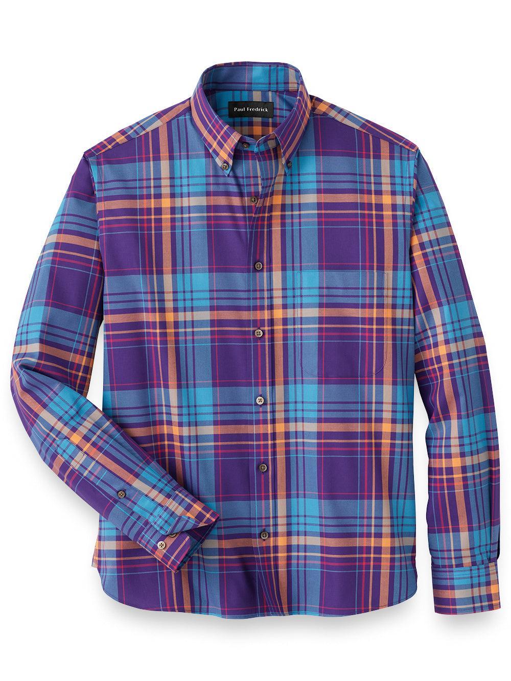 Slim Fit Cotton Plaid Casual Shirt Product Image