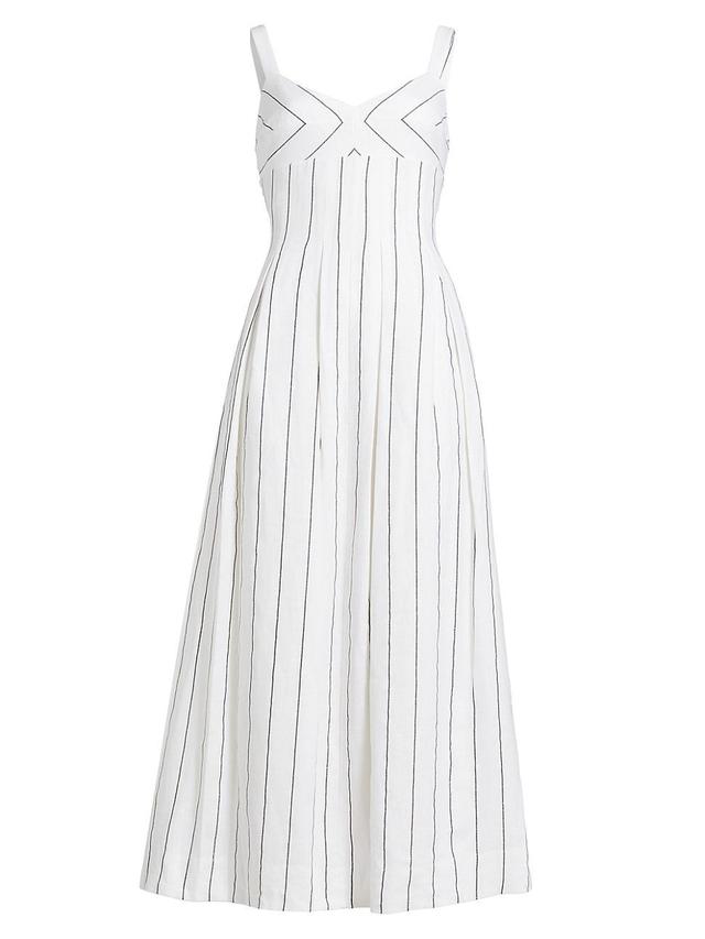 Womens Selene Stripe Linen Midi-Dress Product Image