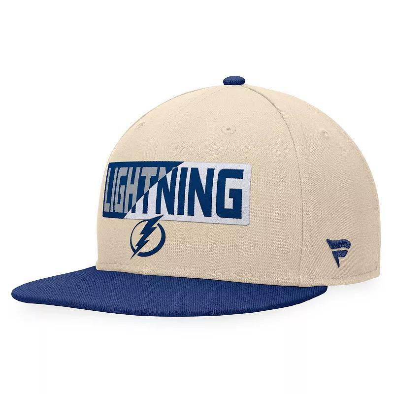 Mens Fanatics Branded Cream/Blue Tampa Bay Lightning Goalaso Snapback Hat Product Image