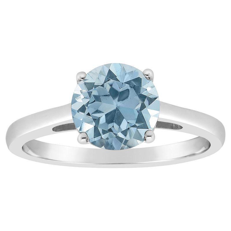 Alyson Layne 14k Gold Round Sky Blue Topaz Solitaire Ring, Womens Product Image