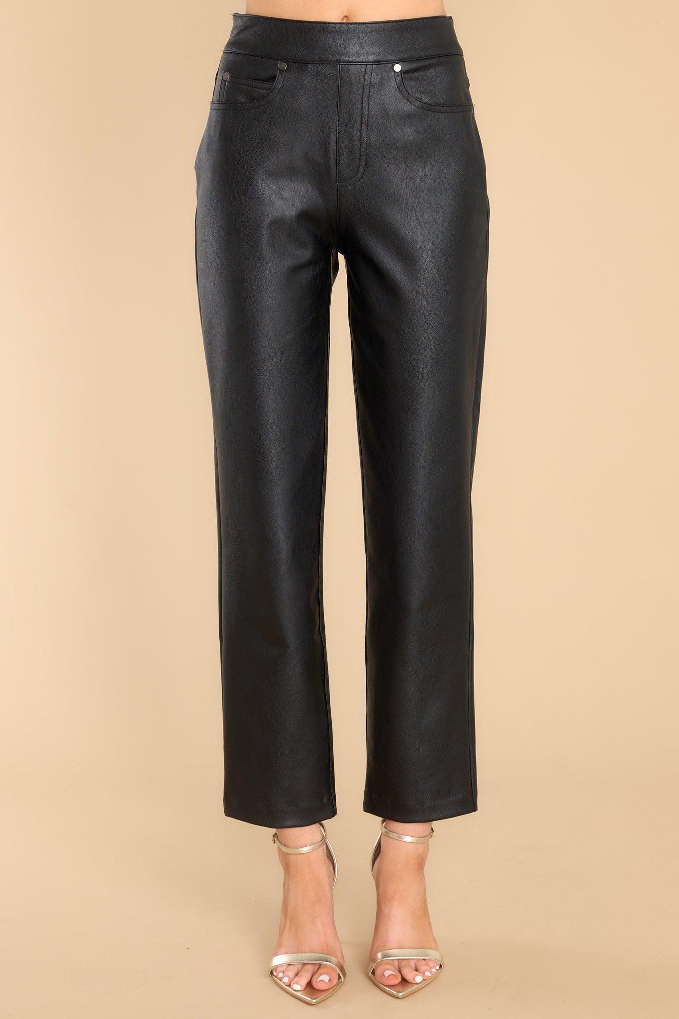 Spanx Leather-Like Ankle Skinny Luxe Black Pants Product Image