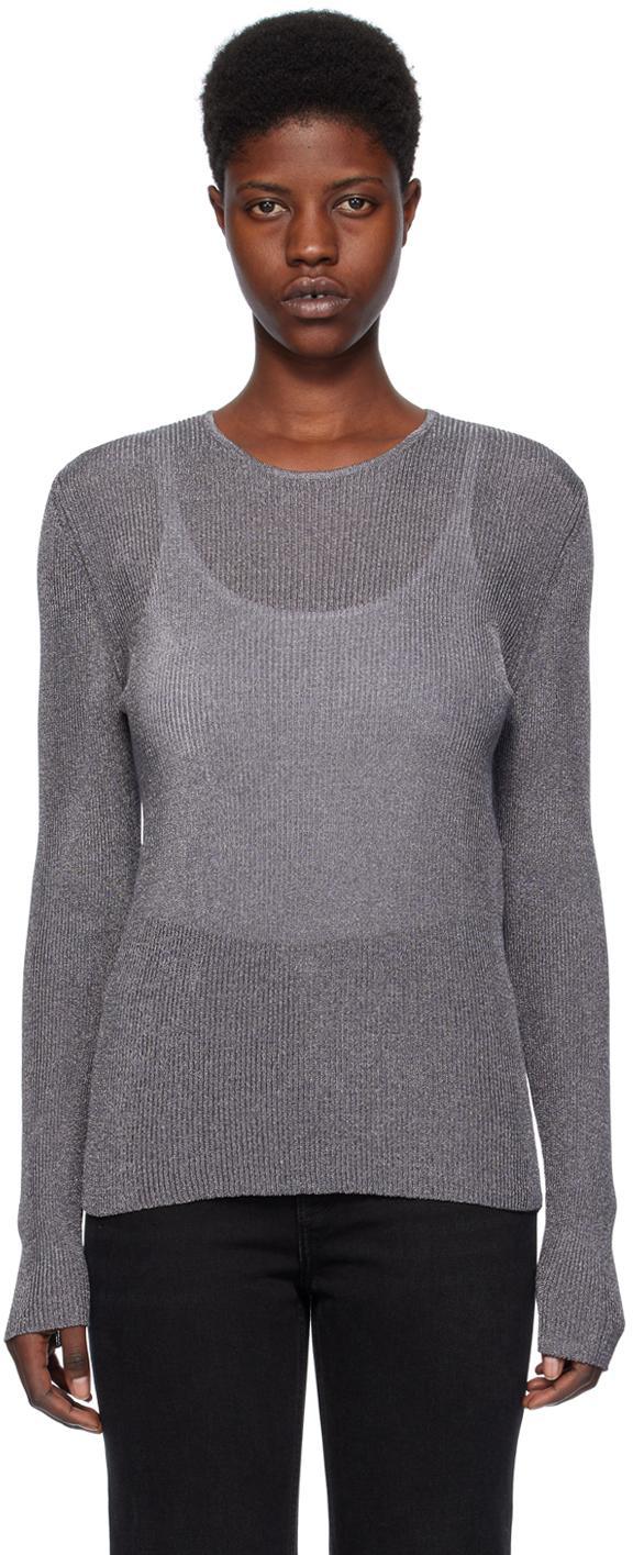 Crewneck Wool Sweater In 149 Gun Metal Product Image