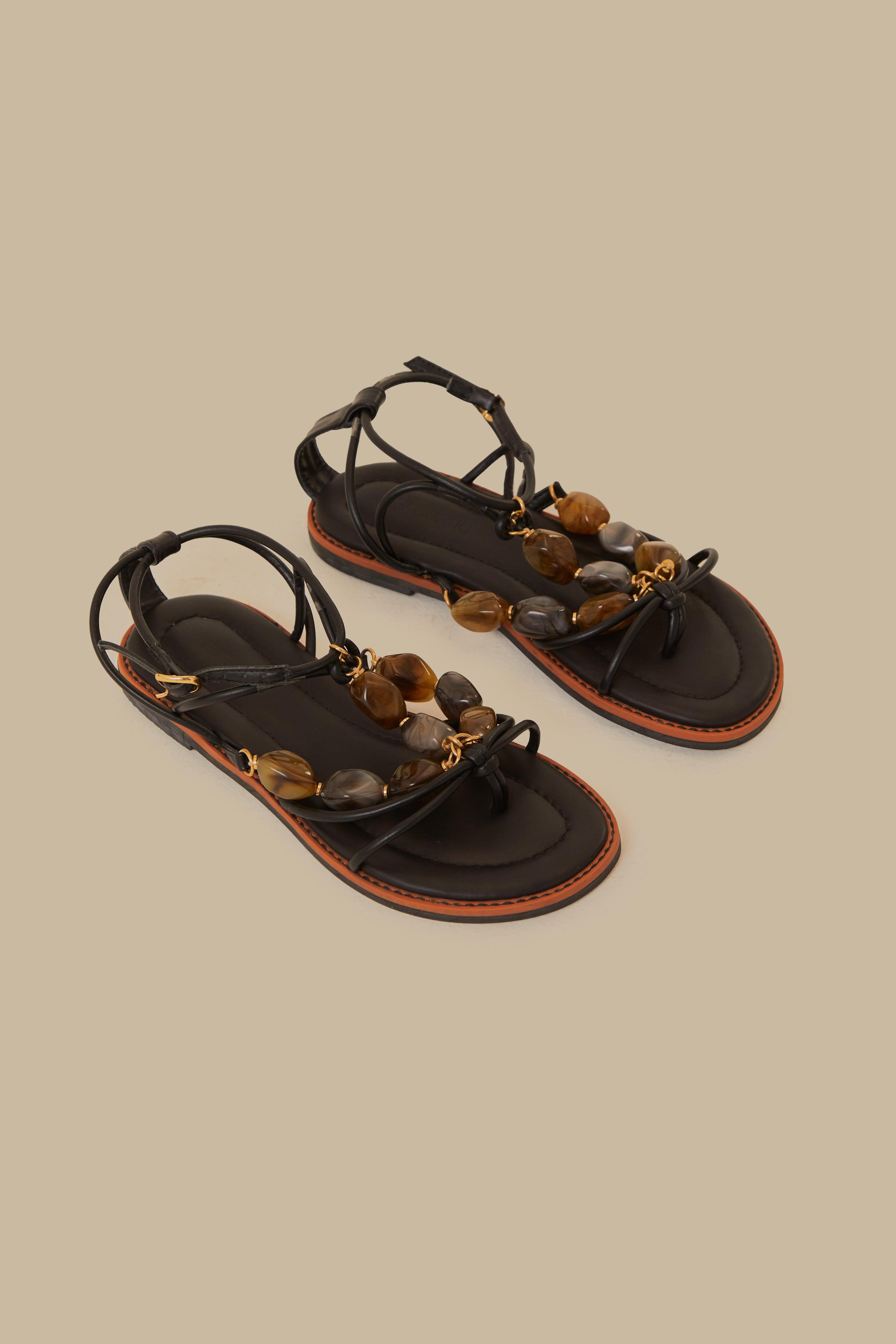 Black Gem Straps Sandal, BLACK / 8 Product Image