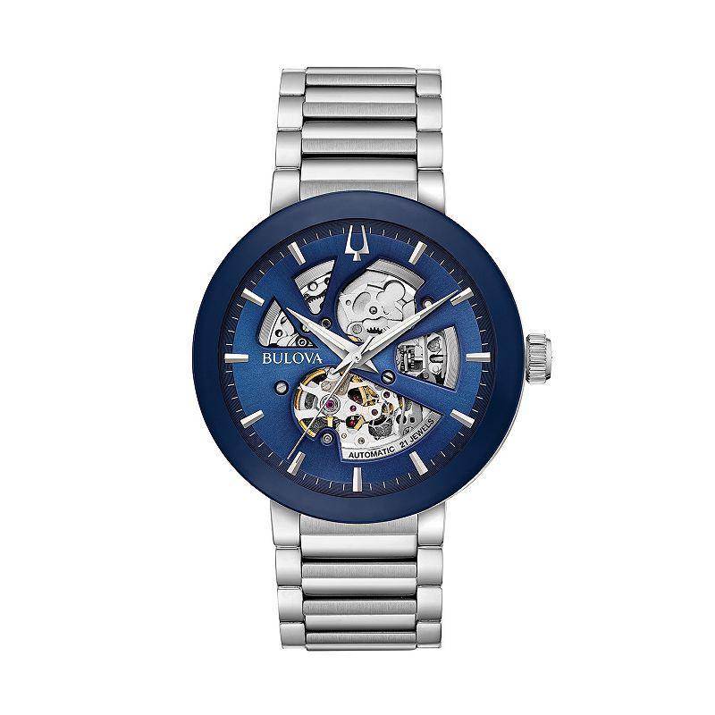 Bulova Mens Modern Automatic Stainless Steel Skeleton Watch - 96A204 Silver Tone Product Image