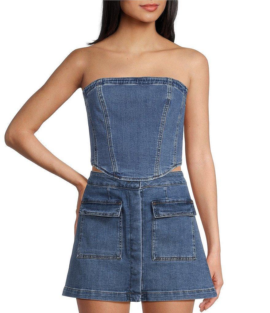 Chelsea & Violet Ava Denim Sleeveless Corset Top product image